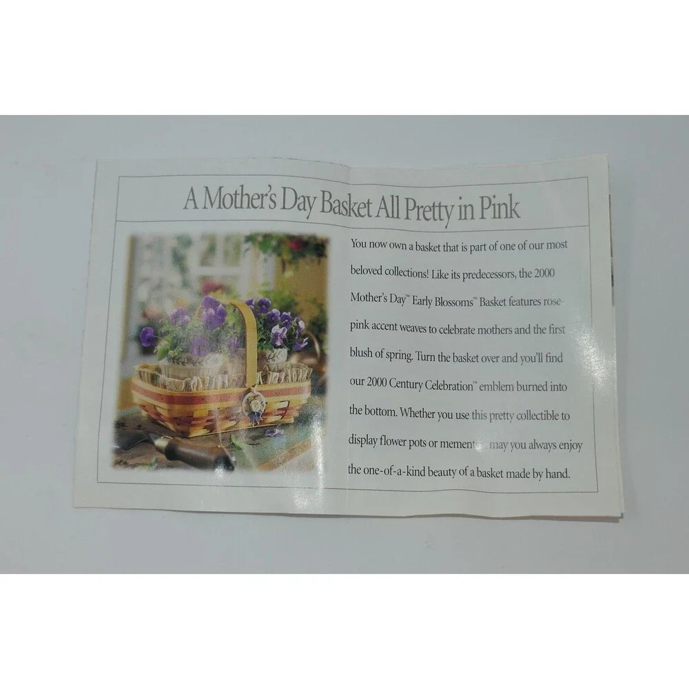 Longaberger 2000 Mother's Day Early Blossoms Basket, Liner & Protector